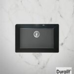 Νεροχύτης Συνθετικός Duralit υποκαθήμενος, 76 x 50 εκ., χρώμα graphite