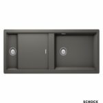 Νεροχύτης κουζίνας SCHOCK, γρανίτη 114x46εκ. Cristadur prepstation, χρώμα silverstone