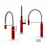 Μπαταρία Νεροχύτη Gessi Happy, Glossy Red Chrome