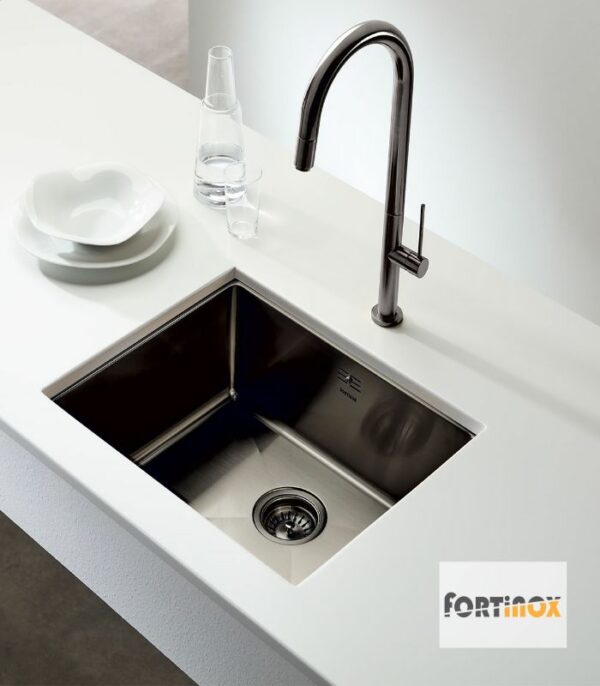 Νεροχύτης Ανοξείδωτος Υποκαθήμενος Fortinox Squadro Black Brushed - Image 2